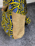 Taaluma Ivory Coast Tote Backpack Blue Yellow Burlap Size 17x13x6