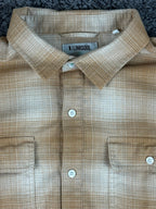 Linksoul Plaid Button Up Shirt Mens XL Tan Cream Long Sleeve