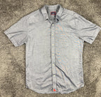 UNTUCKit Petrus Short Sleeve Button Down Shirt Blue Chambray Mens Size L