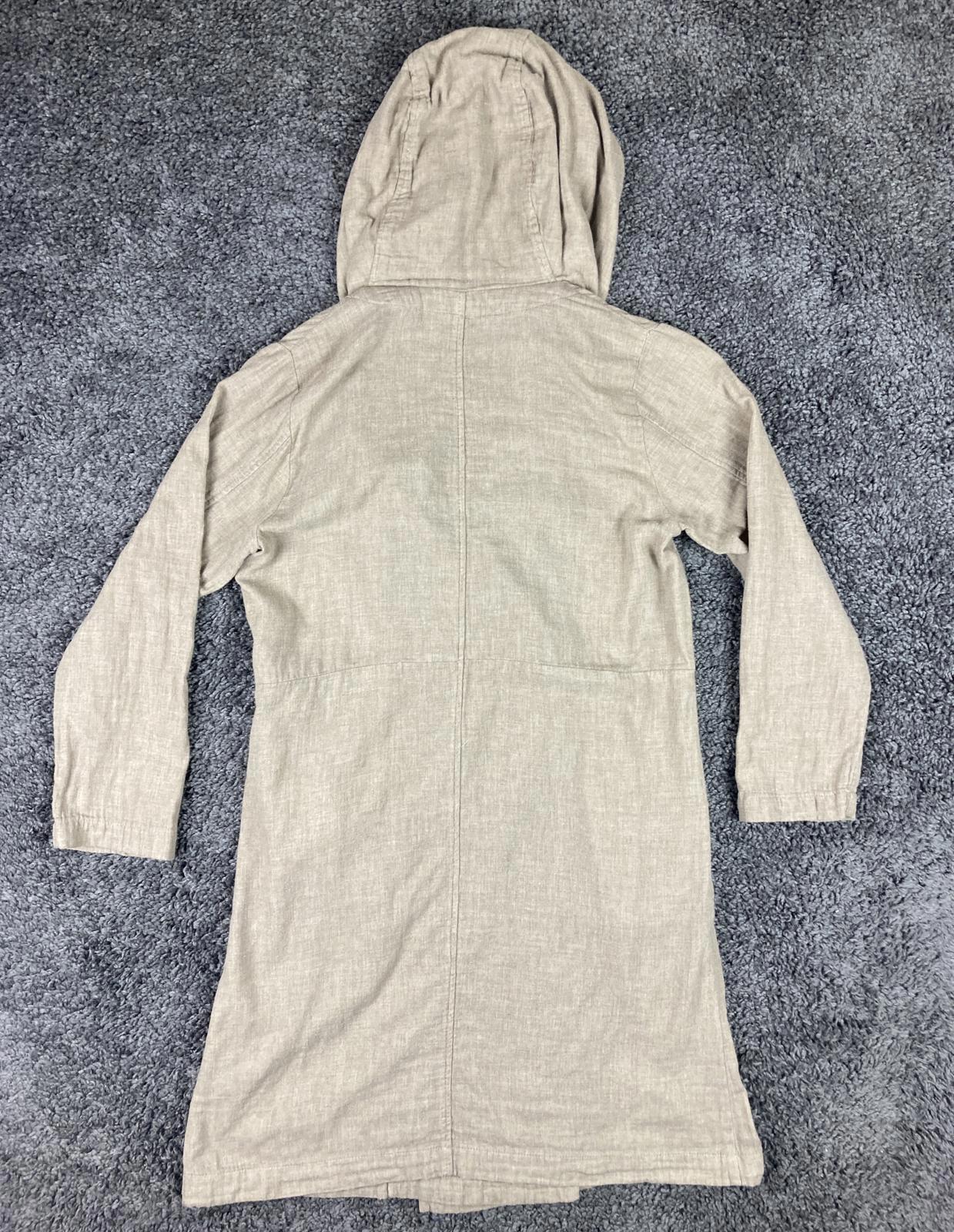 Samansa Mos2 Hooded Wrap Coatigan Long Coat Womens M Beige Cotton Pockets
