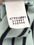 J.Jill Wearever Striped Top Womens Large Aqua Navy Button Cuff 3/4 Sleeve NWT