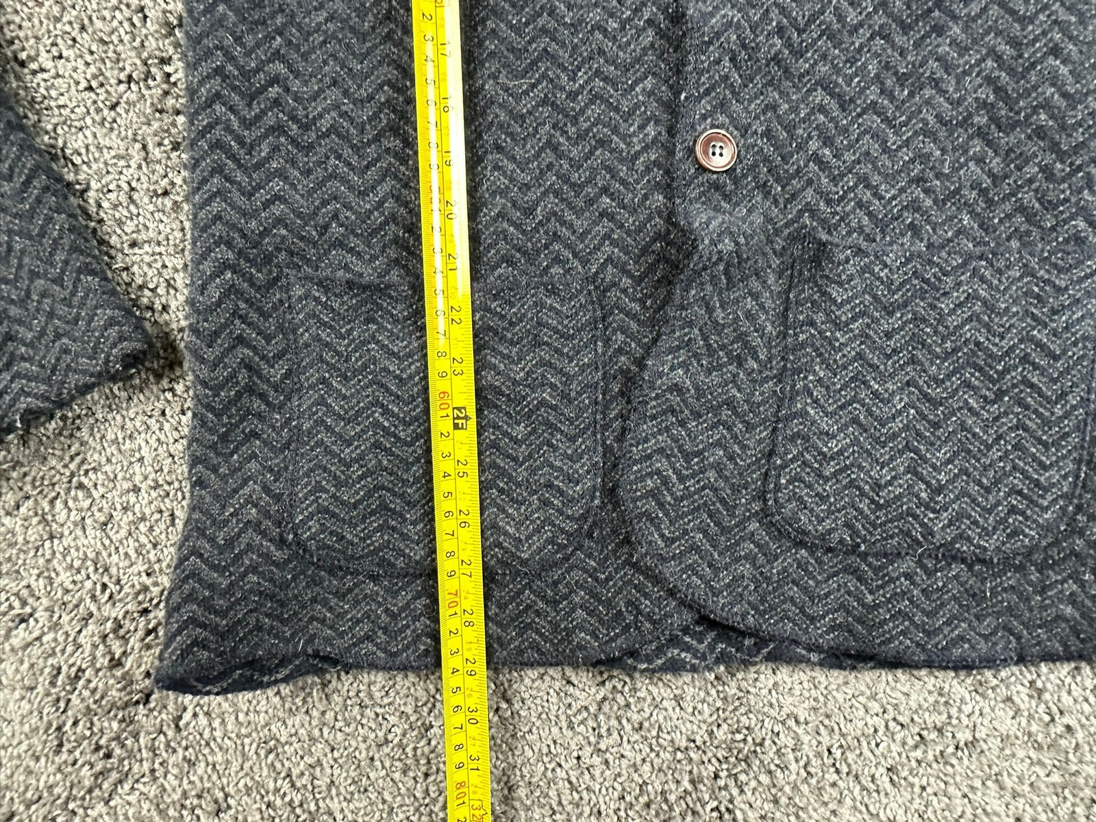 Barbour Beacon Brand Mens L Wool Blend Cardigan Sweater Jacket Herringbone Gray