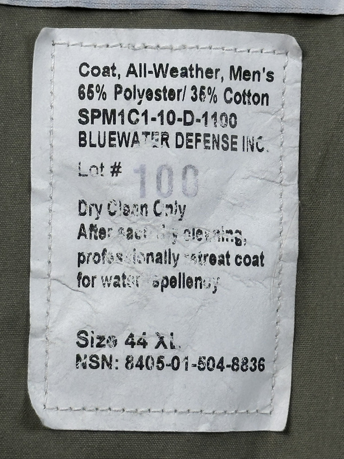 US Military Mens All Weather Trench Coat Belted Khaki 44 XL Overcoat Rain