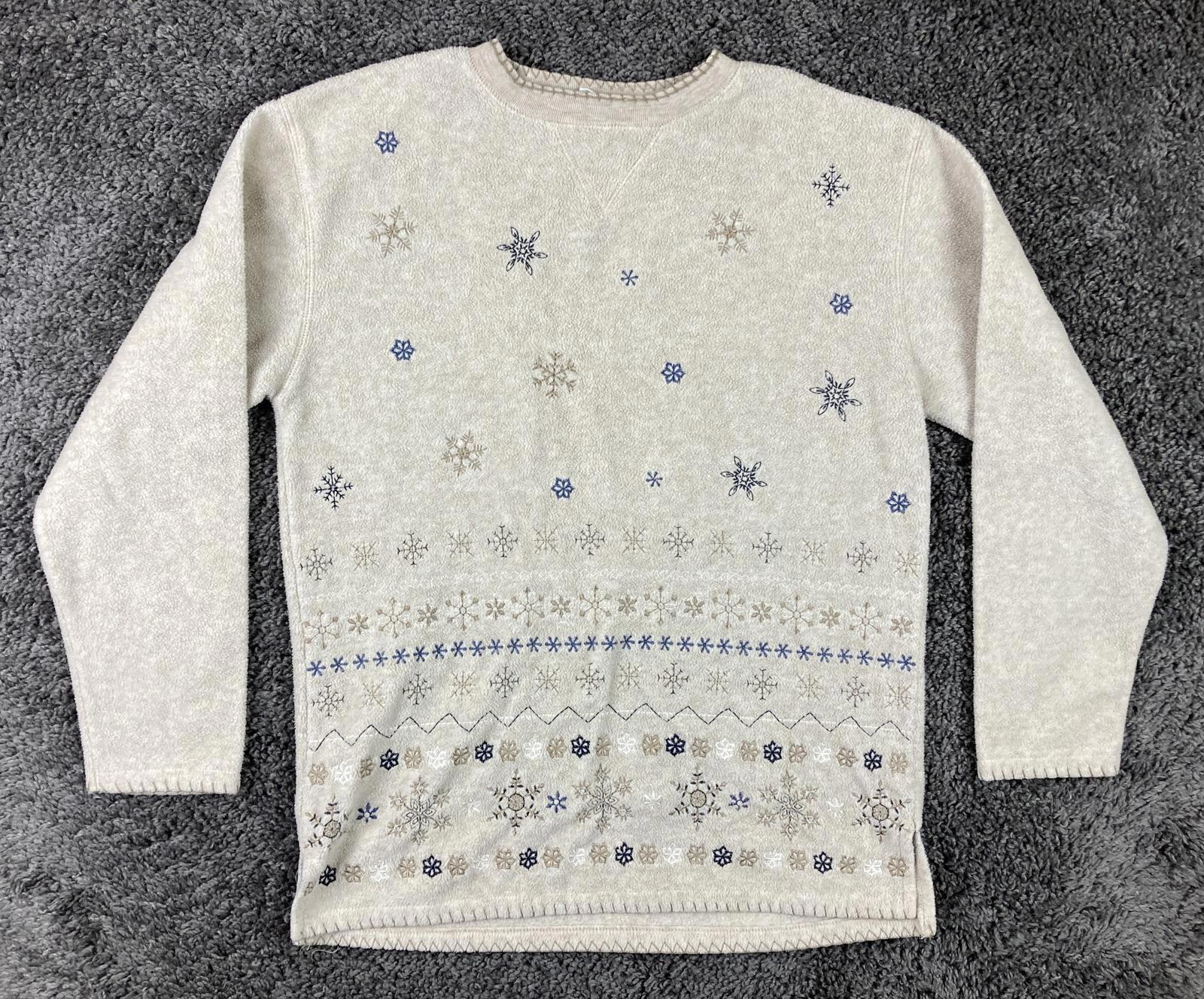 Bobbie Brooks Oatmeal Snowflake Fleece Sweatshirt Women’s Medium 8/10 Winter