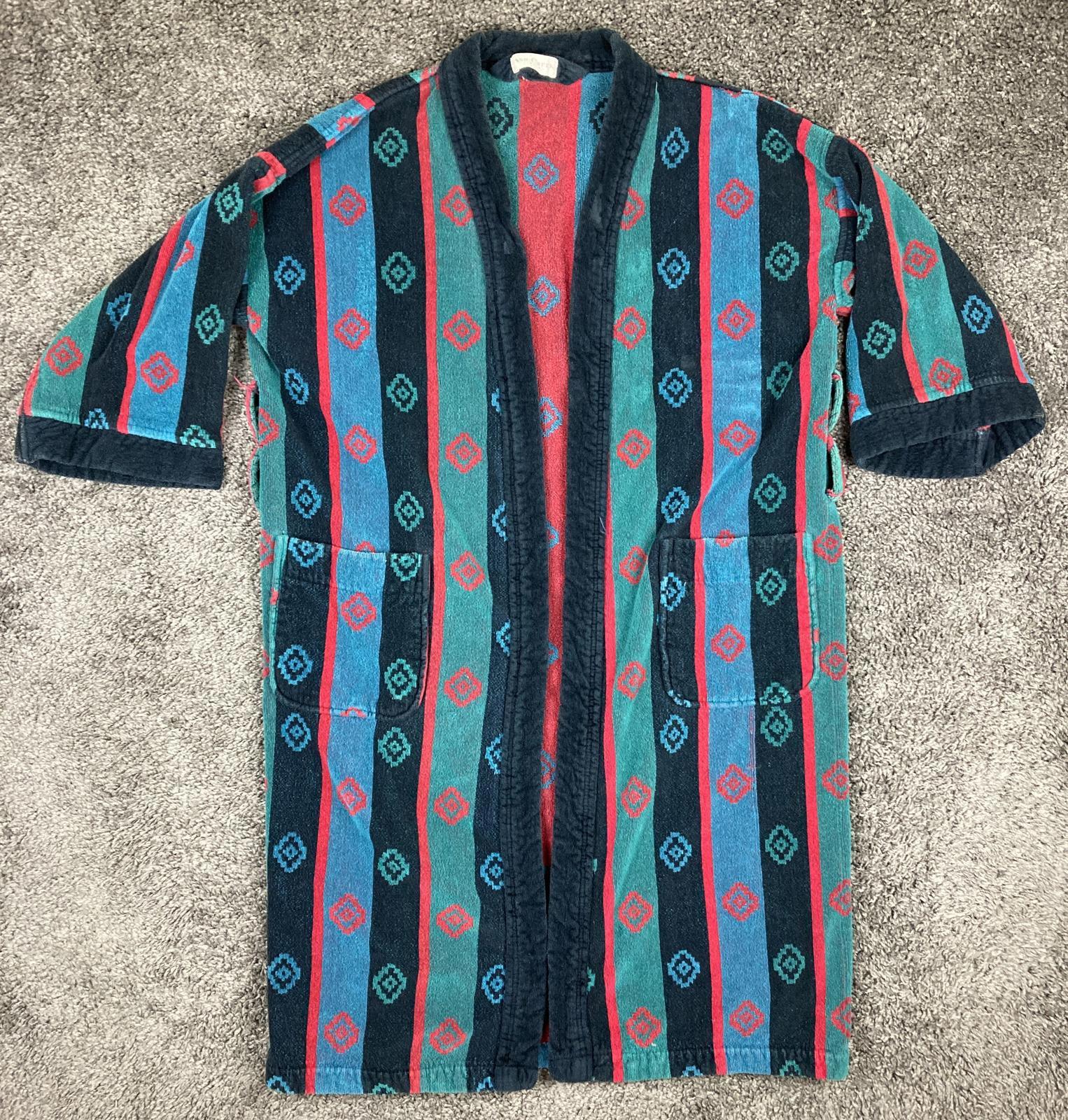 Ash Creek Trading Southwestern Design Men's Terry Cloth Cotton Robe No Sash OS