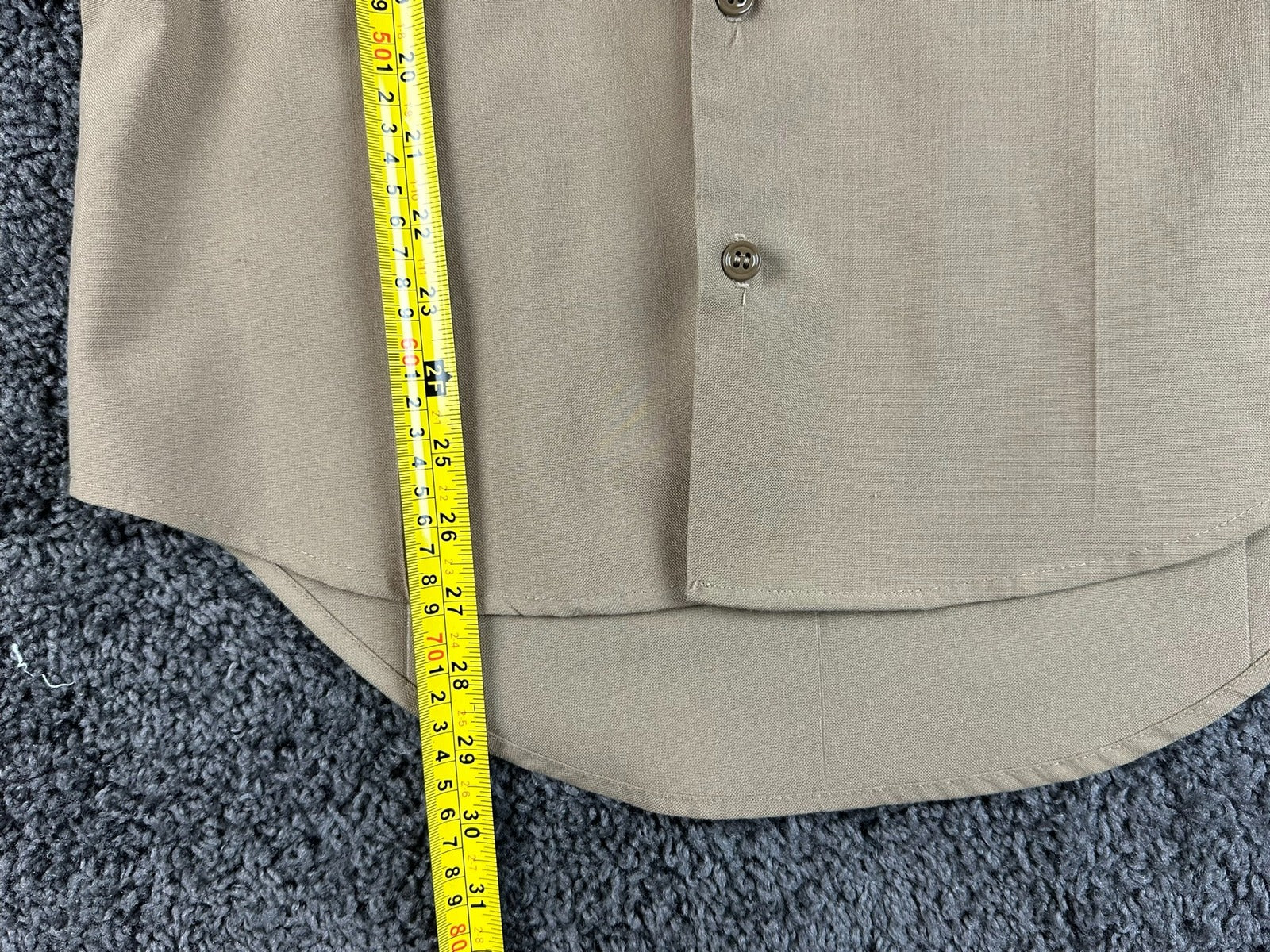 US Navy Khaki Uniform Shirt S Athletic Polyester/Wool Silver Collar Rank Pins