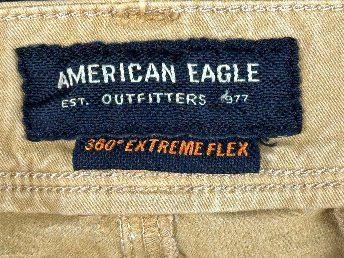 American Eagle Mens Tan Khaki 360 Extreme Flex Slim Chino Pants Stretch Sz 33x32
