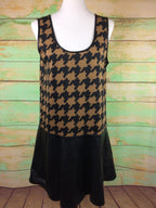 Very J dress Women's Black & Brown Sleeveless Faux leather Sz L