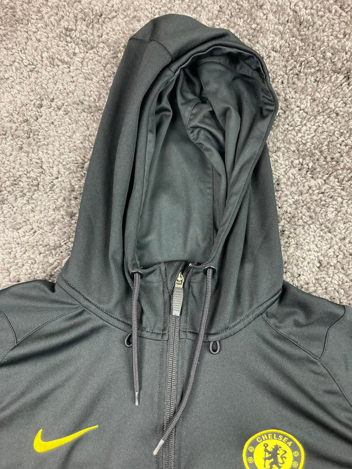 Nike Chelsea Football Club Dri-Fit Hoodie Jacket Black & Yellow Medium