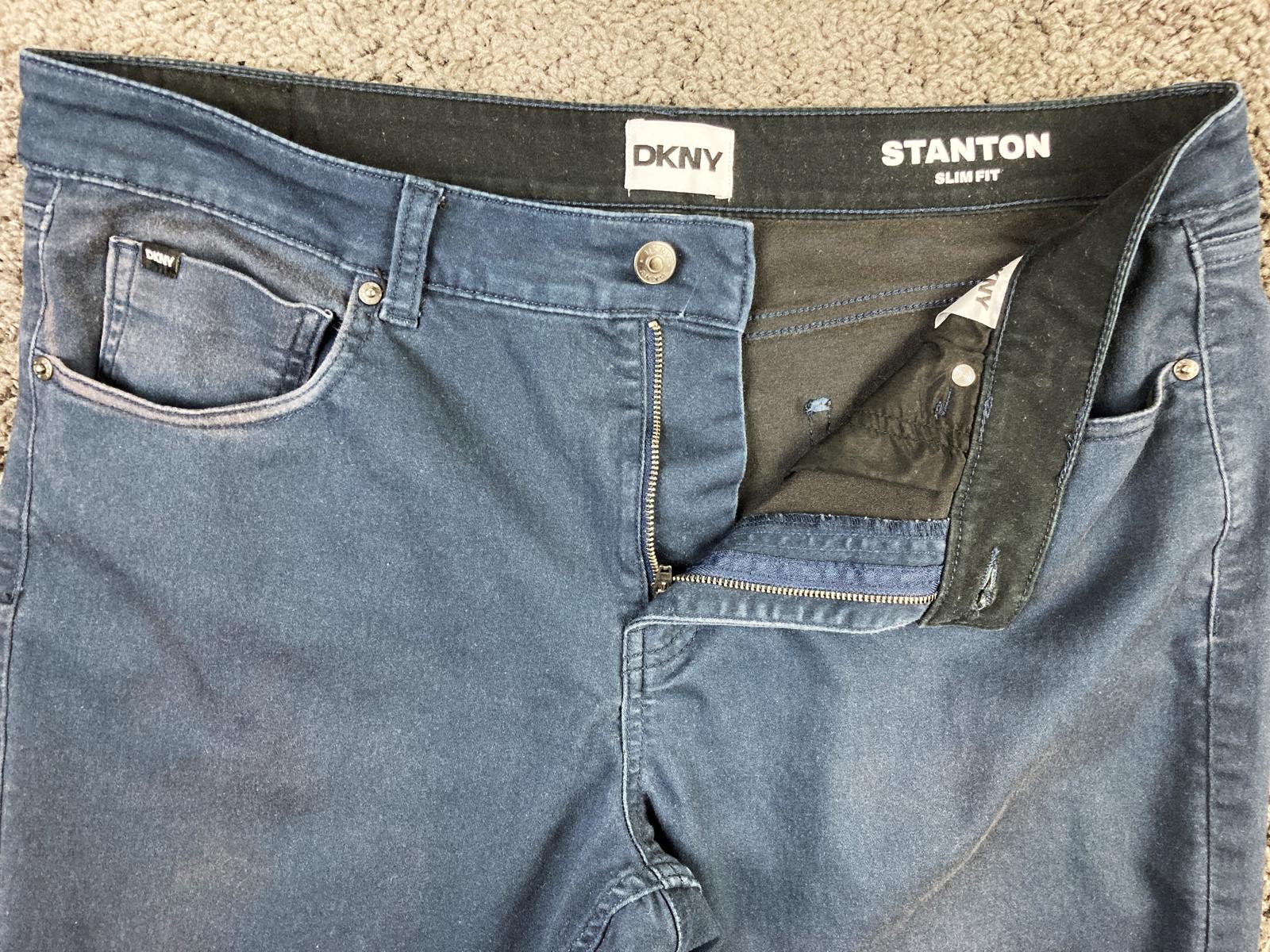 DKNY Stanton Slim Fit Ultimate Stretch Men's Pants Blue 5-Pocket Chino Sz 36x29