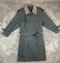 Vintage Towne London Fog Men's Trench Coat Dark Green Belted Plaid Liner 42 Reg