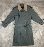 Vintage Towne London Fog Men's Trench Coat Dark Green Belted Plaid Liner 42 Reg