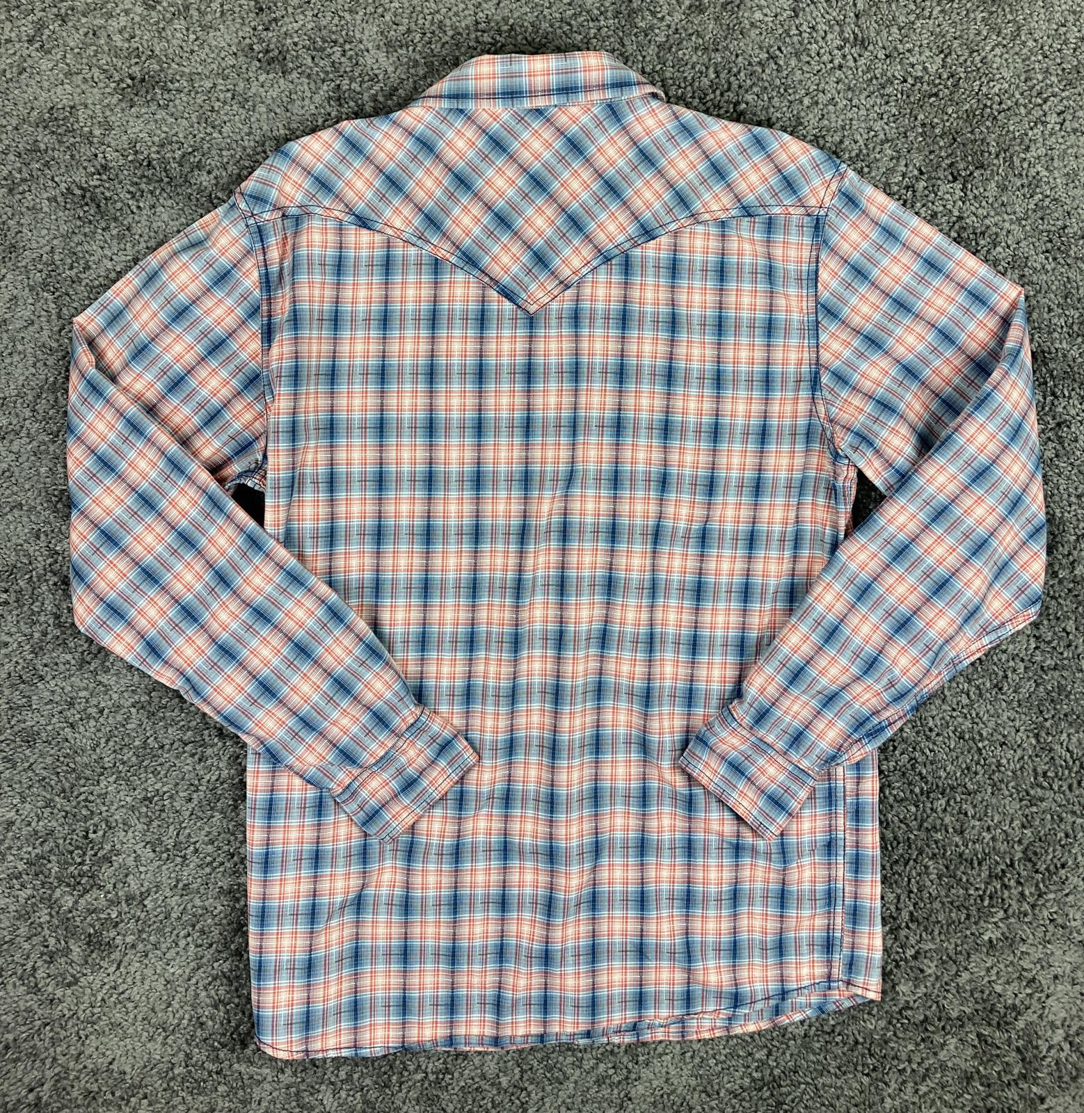 Cody James Men Sz M Plaid Western Pearl Snap Shirt Regular Fit Red Blue Cotton
