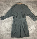 Vintage Towne London Fog Men's Trench Coat Dark Green Belted Plaid Liner 42 Reg