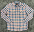 Cody James Men Sz M Plaid Western Pearl Snap Shirt Regular Fit Red Blue Cotton