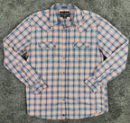 Cody James Men Sz M Plaid Western Pearl Snap Shirt Regular Fit Red Blue Cotton