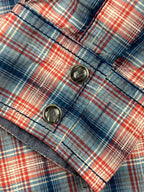 Cody James Men Sz M Plaid Western Pearl Snap Shirt Regular Fit Red Blue Cotton