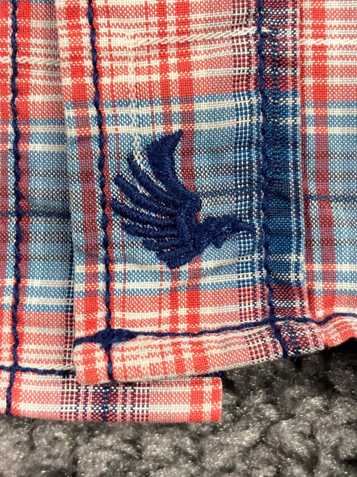 Cody James Men Sz M Plaid Western Pearl Snap Shirt Regular Fit Red Blue Cotton