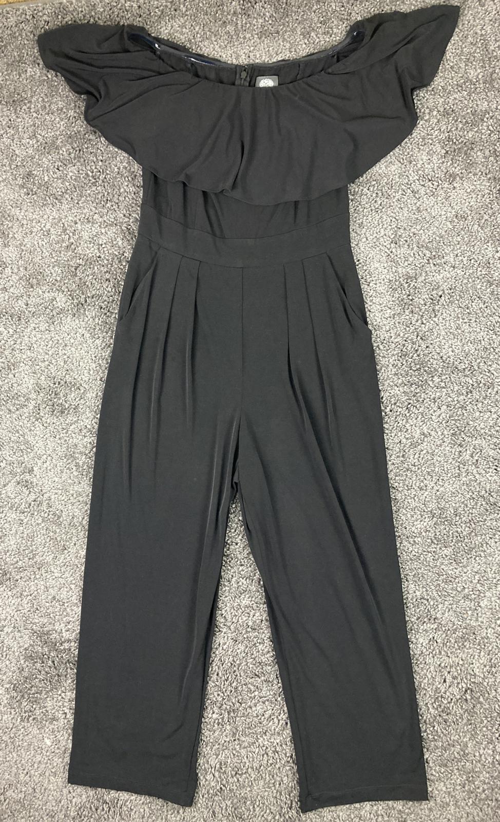 Vince Camuto Jumpsuit  Women’s Black Off Shoulder Ruffle Size M