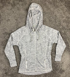 Athleta No Sweat Hoodie Jacket Gray Space Dye Full Zip Thumbholes Large L