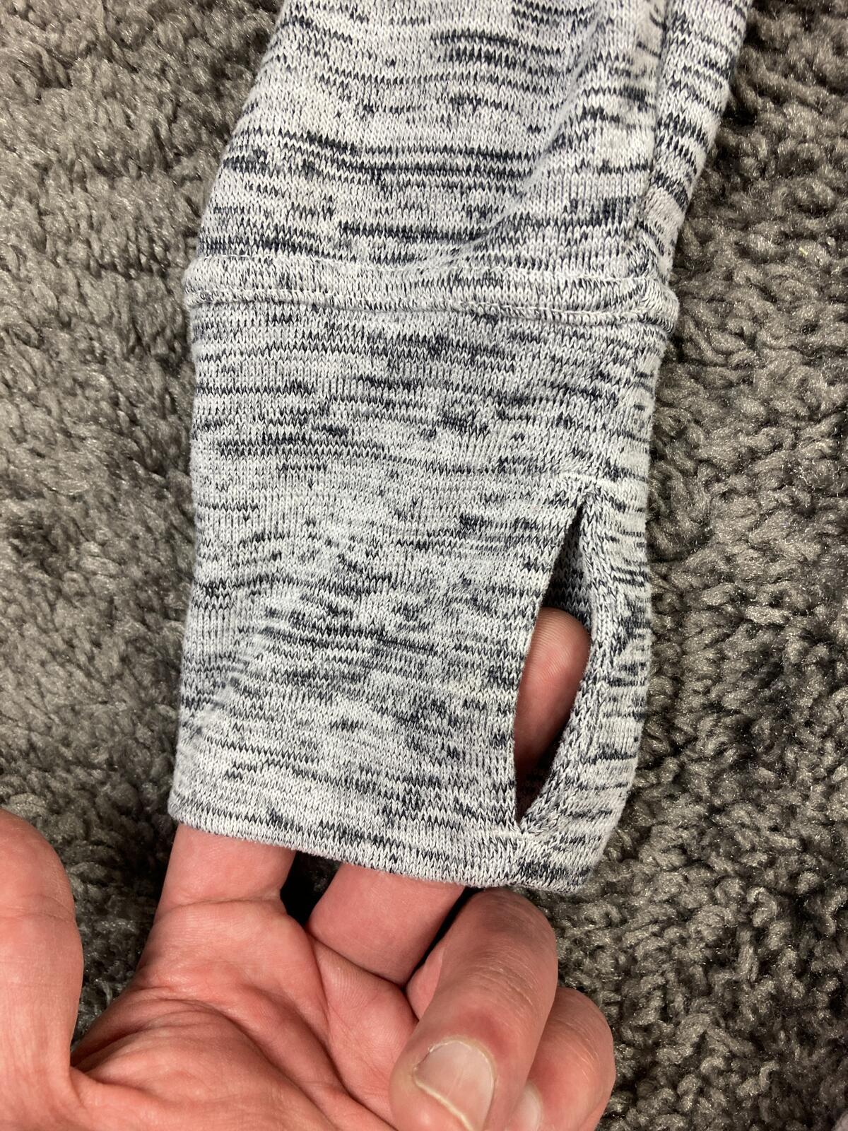 Athleta No Sweat Hoodie Jacket Gray Space Dye Full Zip Thumbholes Large L