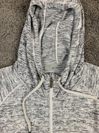Athleta No Sweat Hoodie Jacket Gray Space Dye Full Zip Thumbholes Large L