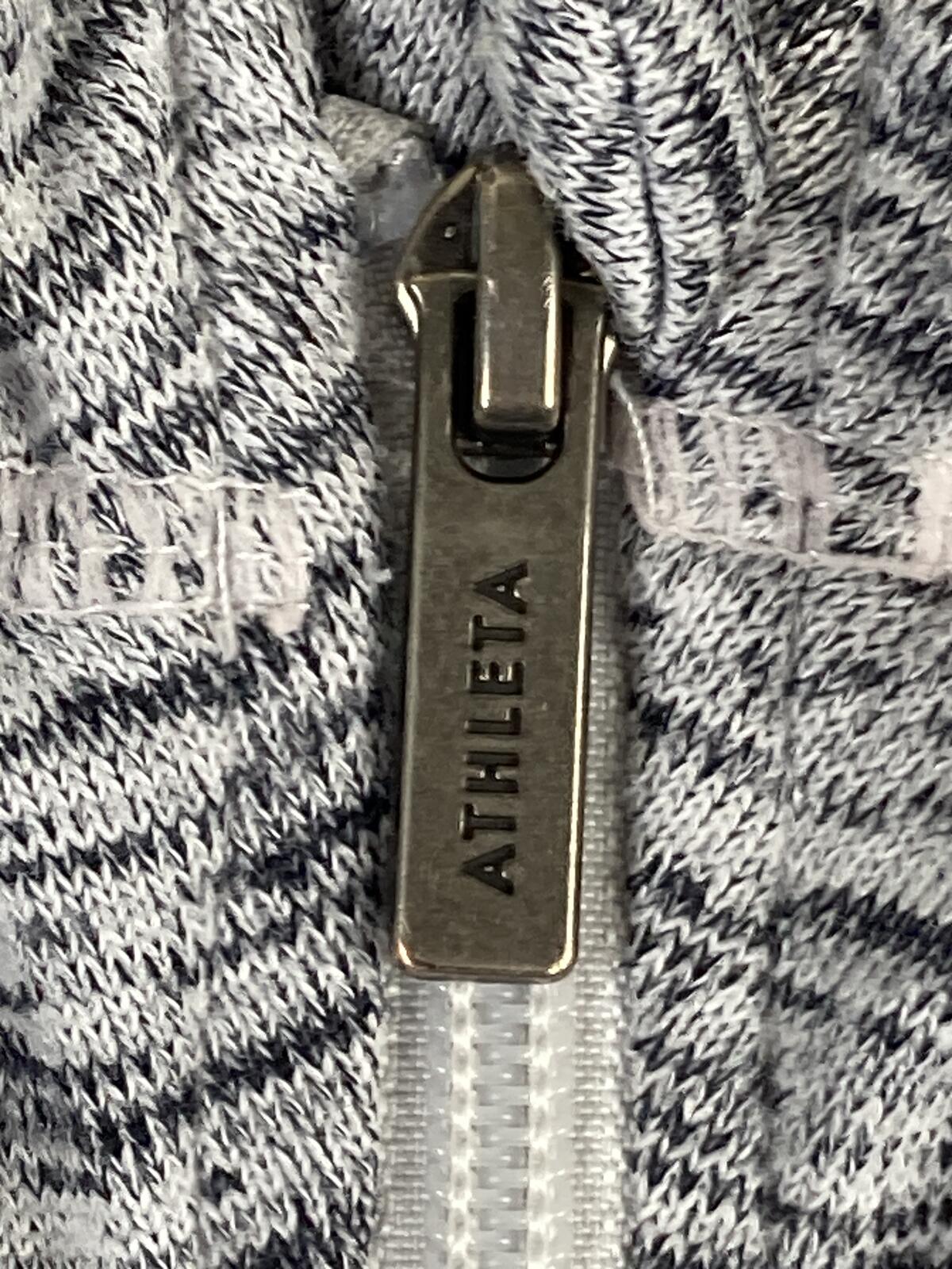 Athleta No Sweat Hoodie Jacket Gray Space Dye Full Zip Thumbholes Large L