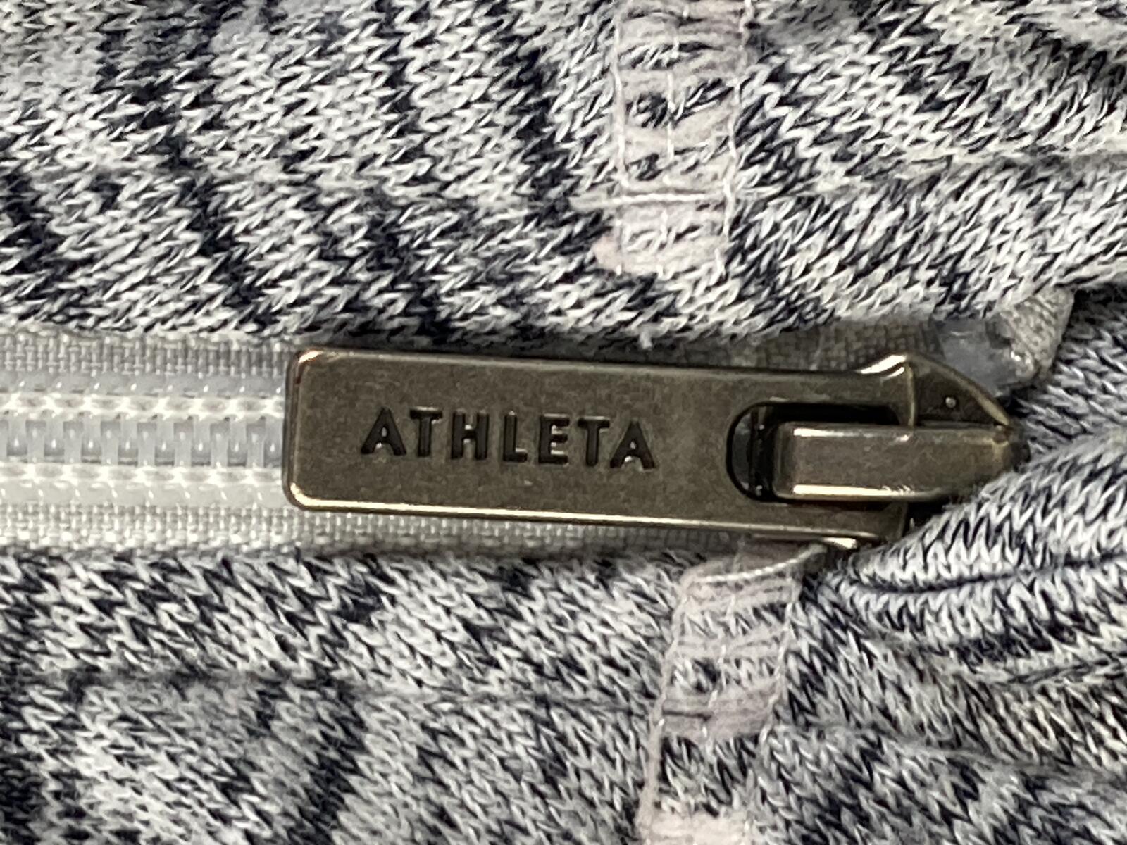 Athleta No Sweat Hoodie Jacket Gray Space Dye Full Zip Thumbholes Large L