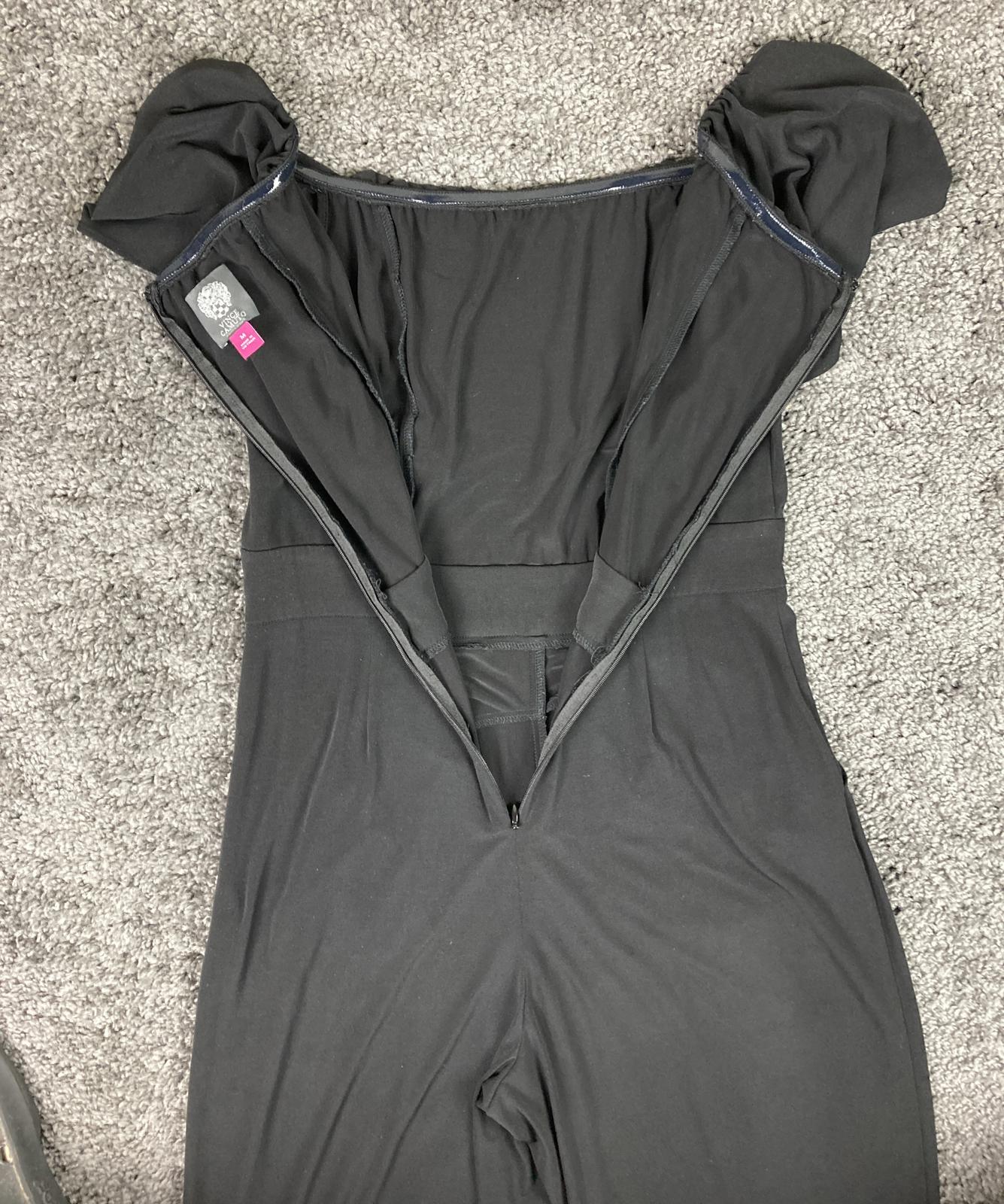 Vince Camuto Jumpsuit  Women’s Black Off Shoulder Ruffle Size M