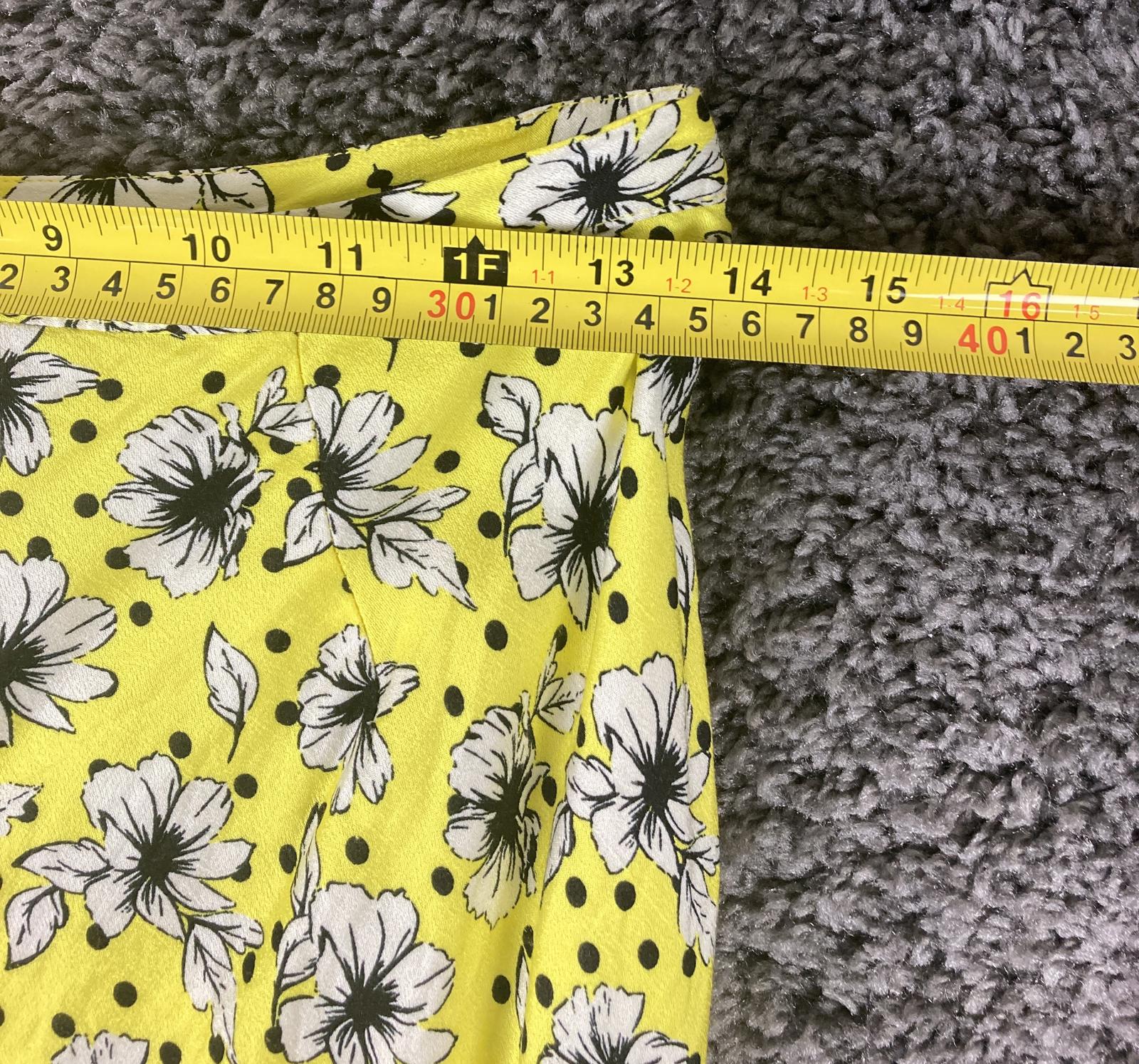 Zara Skirt Yellow Black White Lined Floral A-Line Maxi Size M