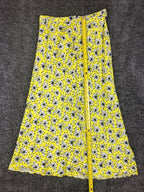 Zara Skirt Yellow Black White Lined Floral A-Line Maxi Size M