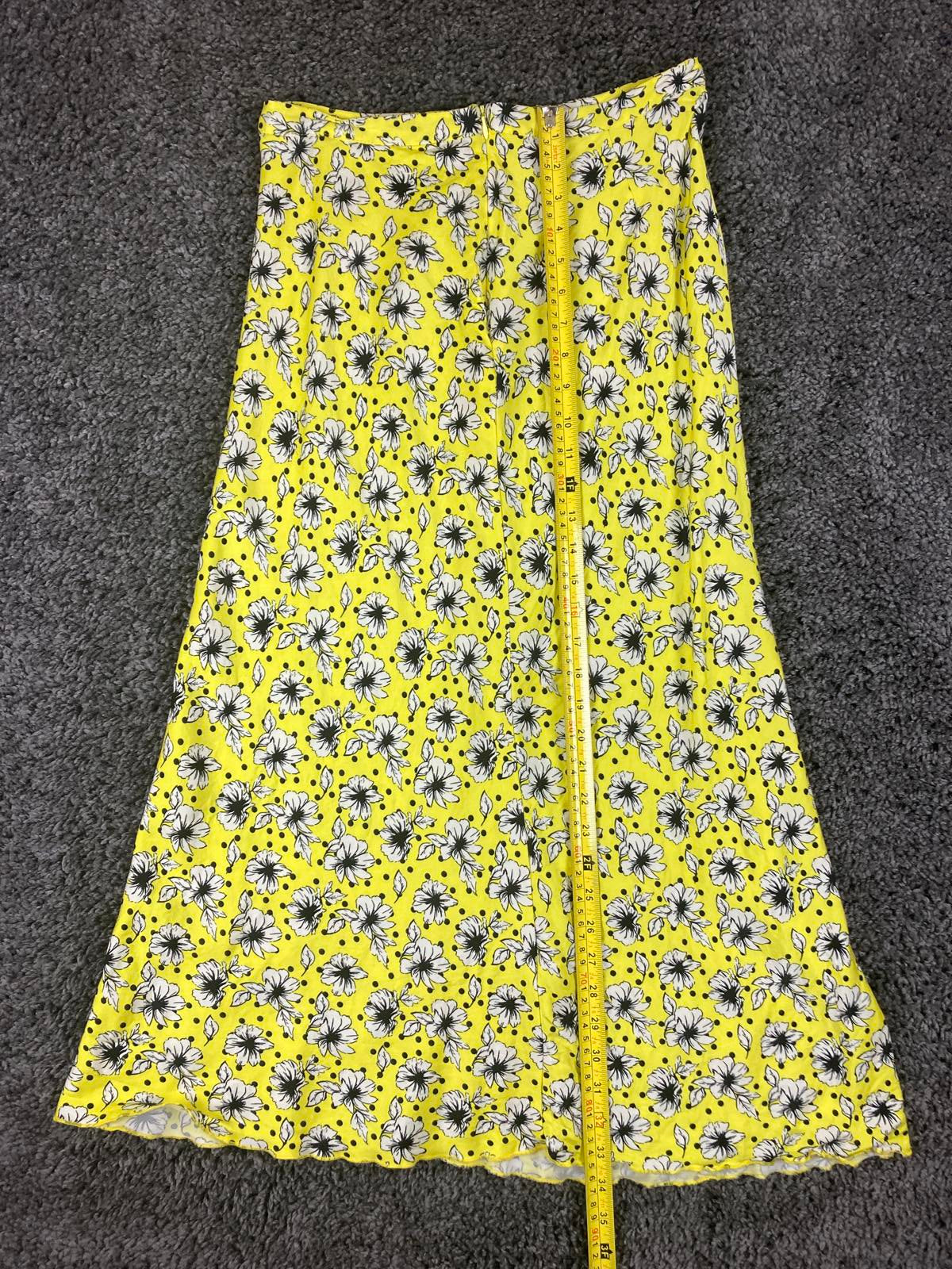 Zara Skirt Yellow Black White Lined Floral A-Line Maxi Size M