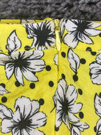 Zara Skirt Yellow Black White Lined Floral A-Line Maxi Size M