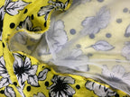 Zara Skirt Yellow Black White Lined Floral A-Line Maxi Size M
