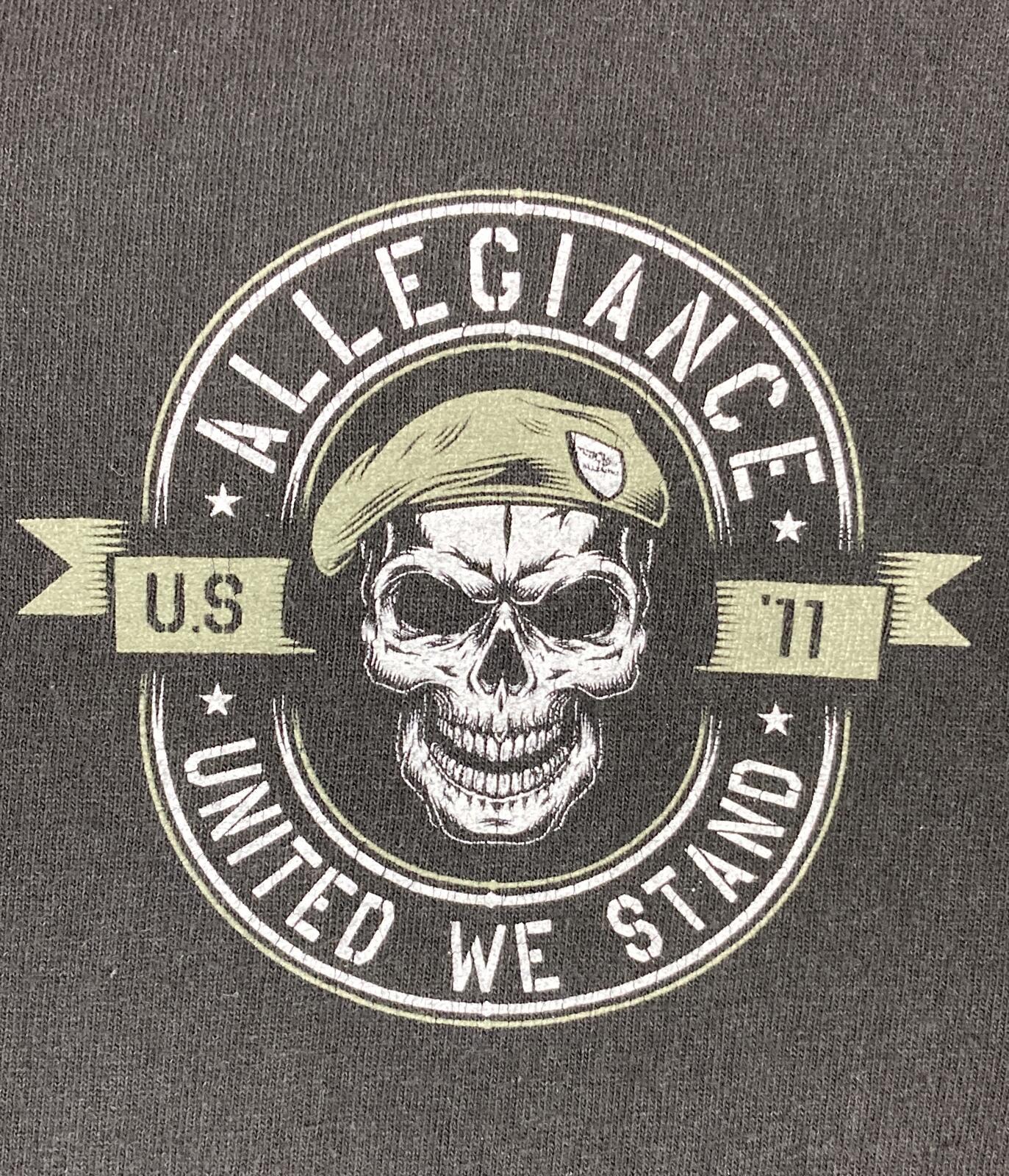 Allegiance Clothing Beret Tee Mens Black Skull United We Stand Tactical Flag 3XL