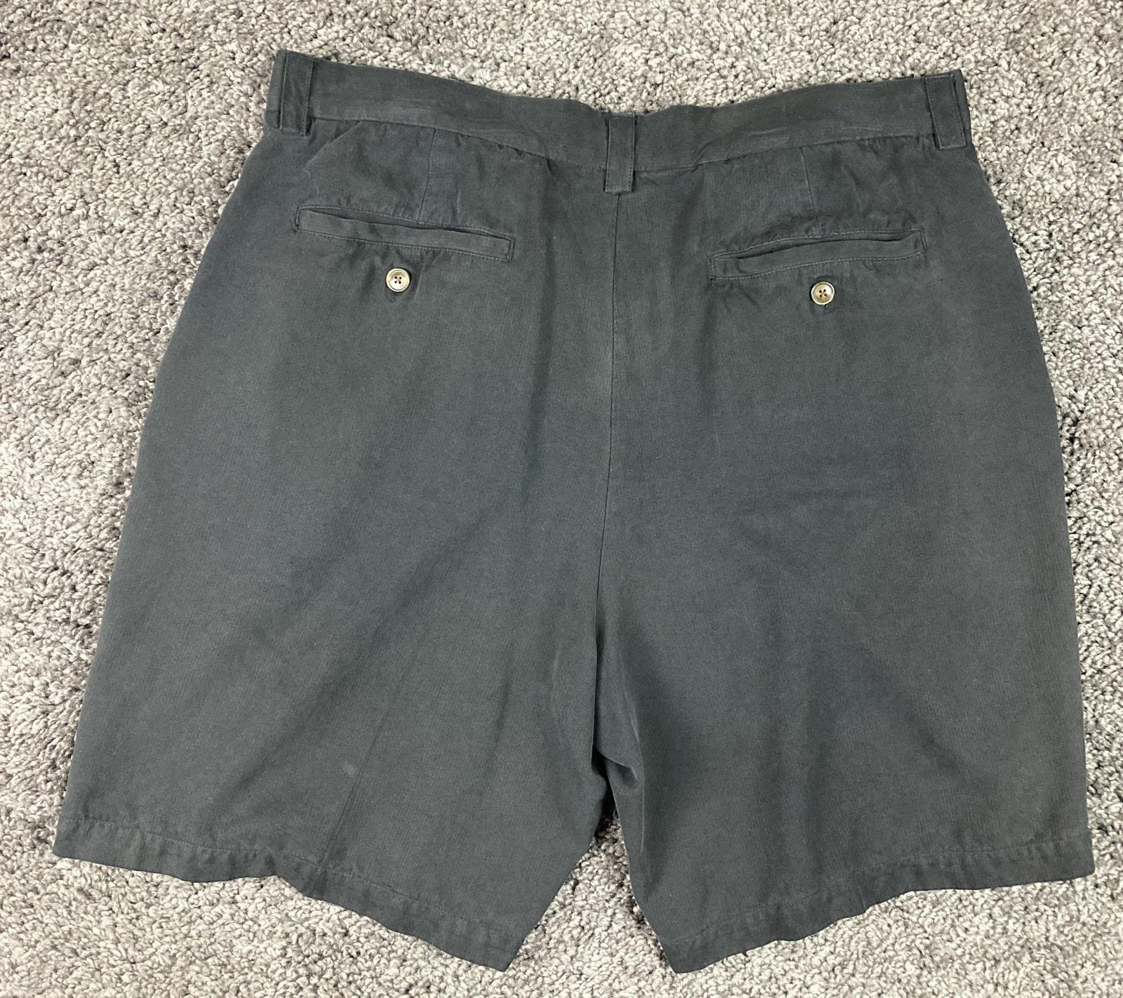 Tommy Bahama Men’s Black 100% Silk Pleated Shorts Size 36
