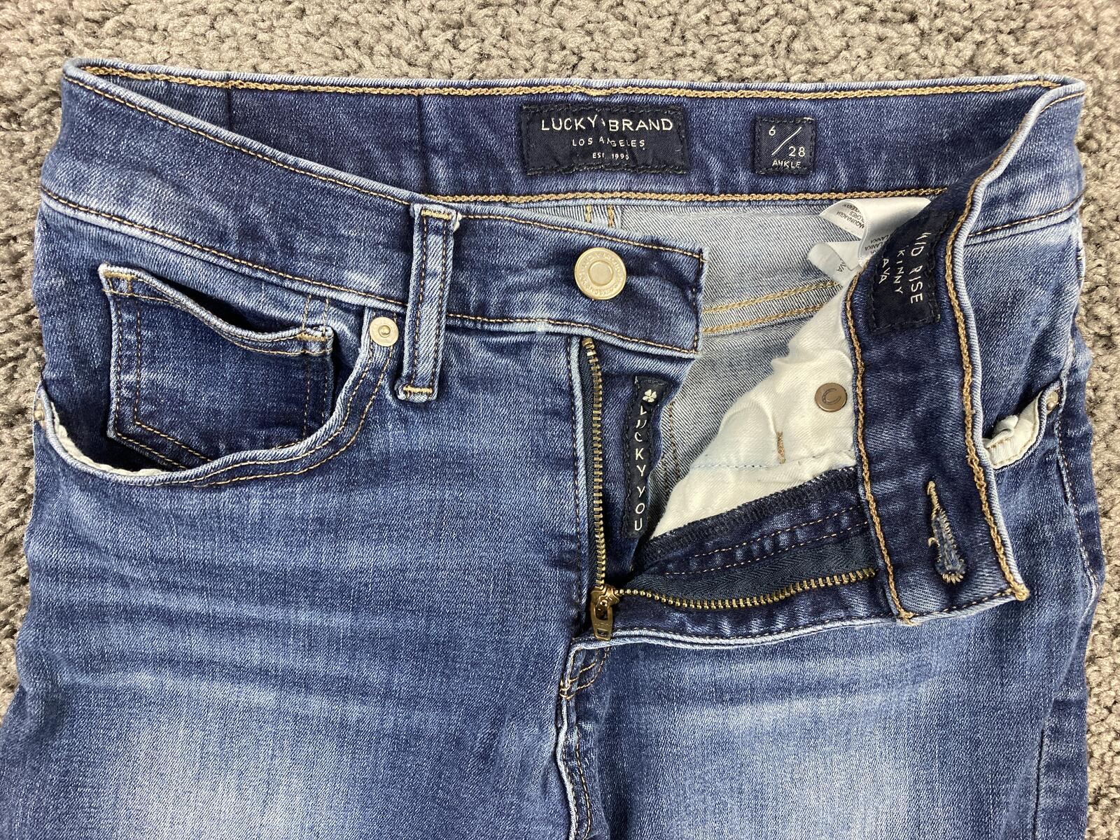 Lucky Brand Jeans Women's Blue Ava Mid Rise Skinny Ankle Size 6