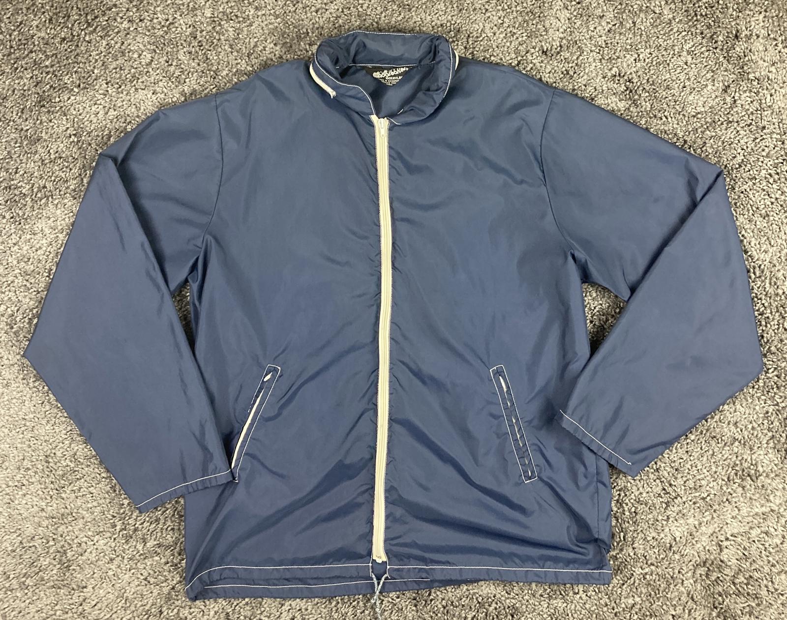 Windbreaker Brand Vintage Hoodie Jacket Blue Unisex Full Zip Size Large