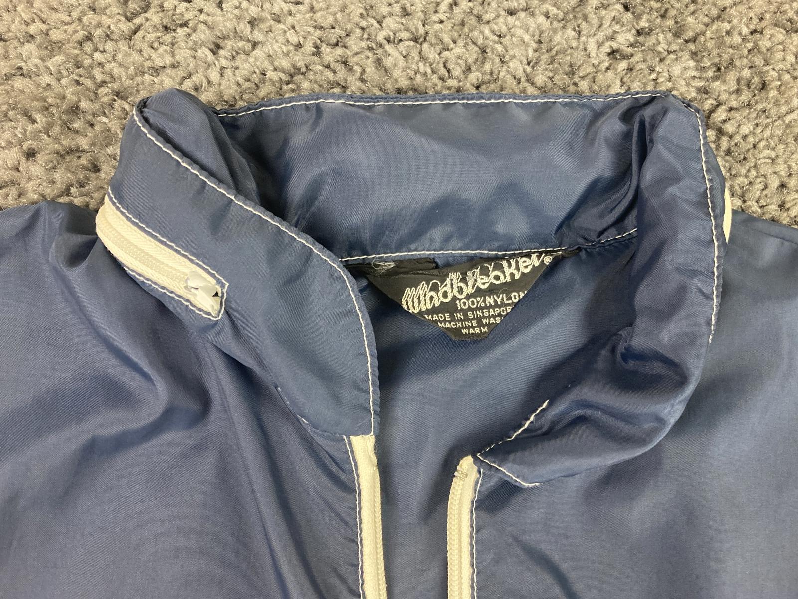 Windbreaker Brand Vintage Hoodie Jacket Blue Unisex Full Zip Size Large