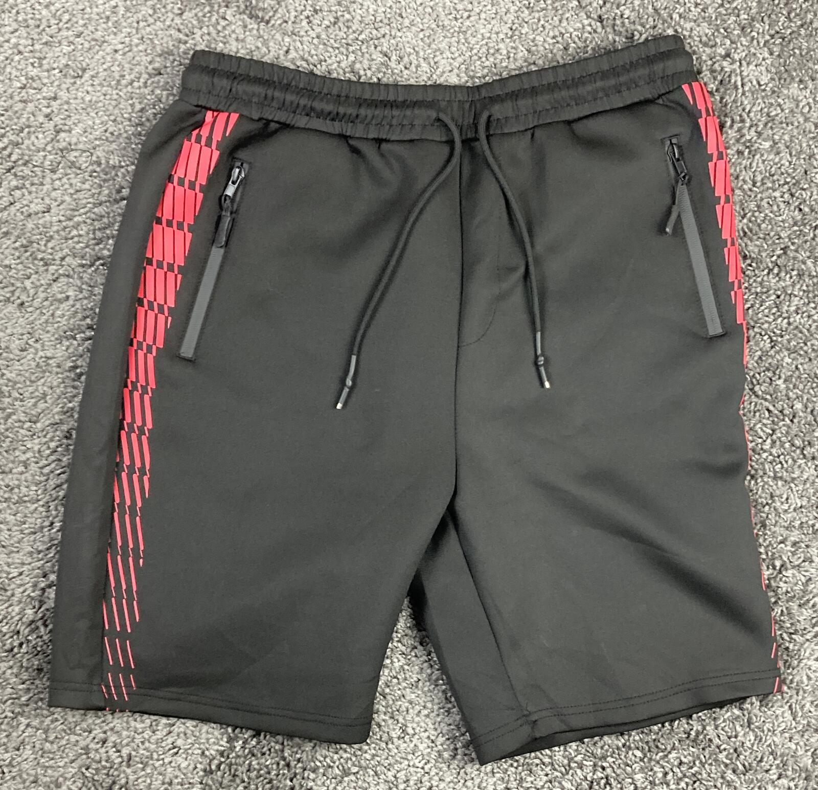 Public Record Shorts Men's Black Red Performance Drawstring Sz Medium