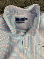 Vineyard Vines Mens Classic Fit Tucker Shirt Blue Pink Tattersall Plaid Sz  XL