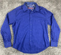 Robert Graham Walden Mens Blue Geometric LS Button Down Shirt Flip Cuff Sz L