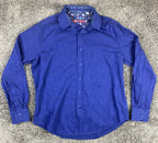Robert Graham Walden Mens Blue Geometric LS Button Down Shirt Flip Cuff Sz L