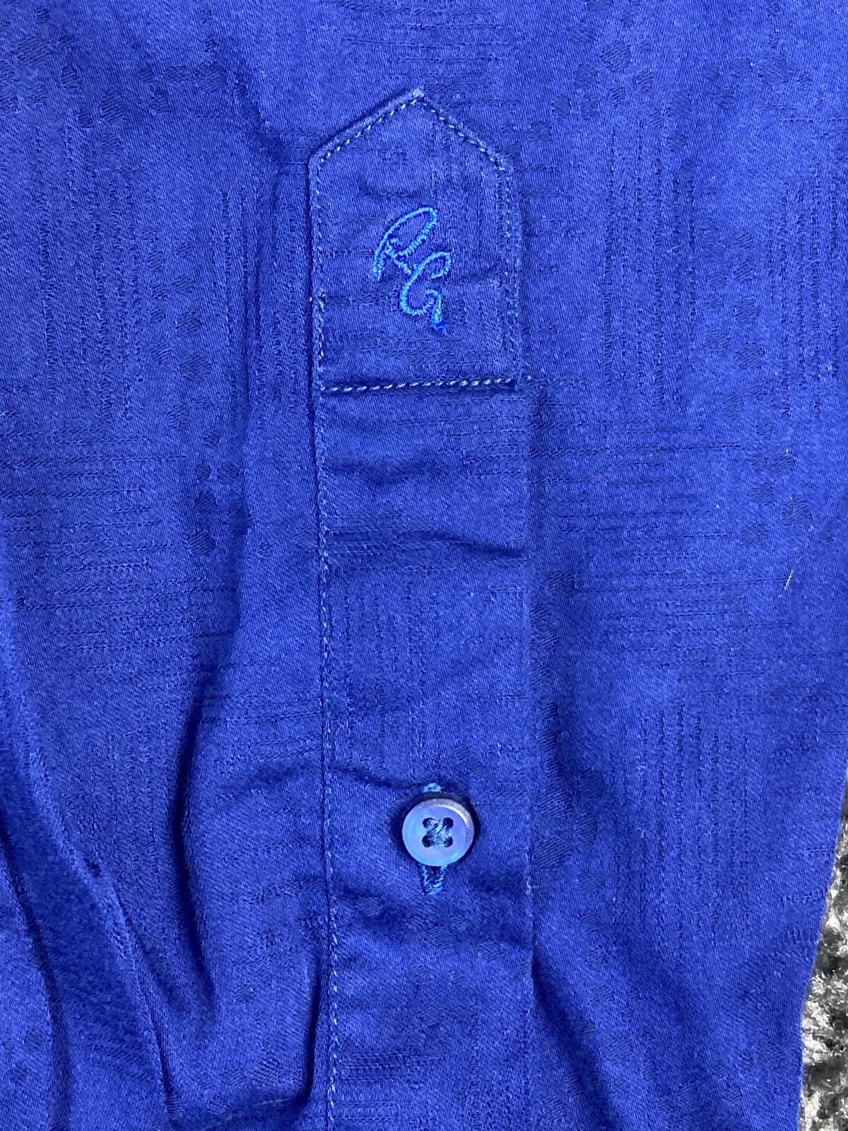 Robert Graham Walden Mens Blue Geometric LS Button Down Shirt Flip Cuff Sz L