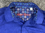 Robert Graham Walden Mens Blue Geometric LS Button Down Shirt Flip Cuff Sz L