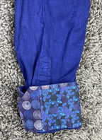 Robert Graham Walden Mens Blue Geometric LS Button Down Shirt Flip Cuff Sz L