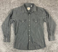 Ely Cattleman Western Pearl Snap Shirt Black Silver Gold Disco Cowboy Sz 16 33