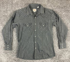 Ely Cattleman Western Pearl Snap Shirt Black Silver Gold Disco Cowboy Sz 16 33