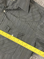 Ely Cattleman Western Pearl Snap Shirt Black Silver Gold Disco Cowboy Sz 16 33