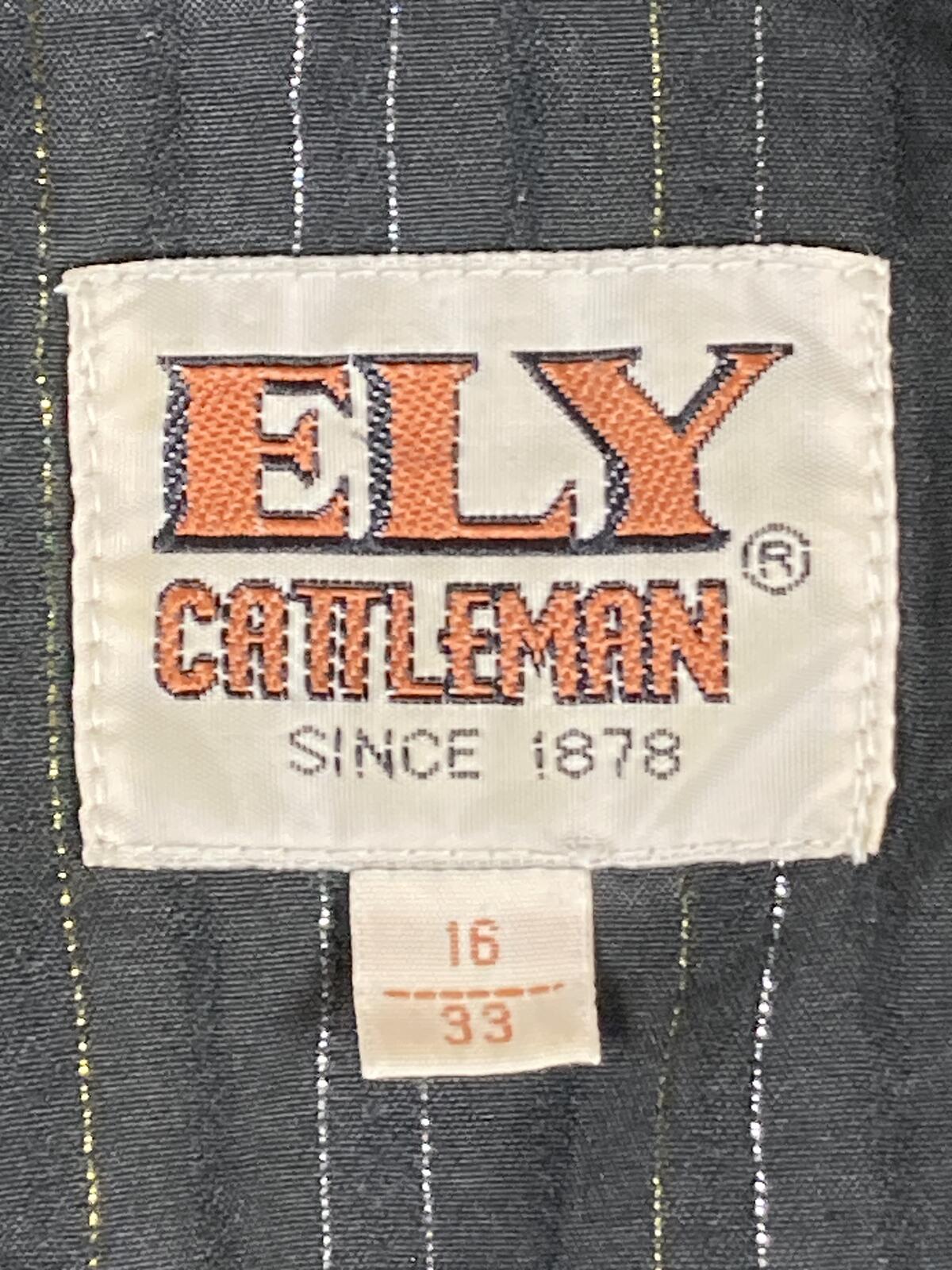 Ely Cattleman Western Pearl Snap Shirt Black Silver Gold Disco Cowboy Sz 16 33